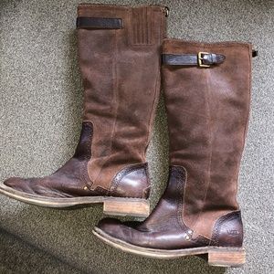Tall Brown Leather Suede Ugg Boots Sz 7